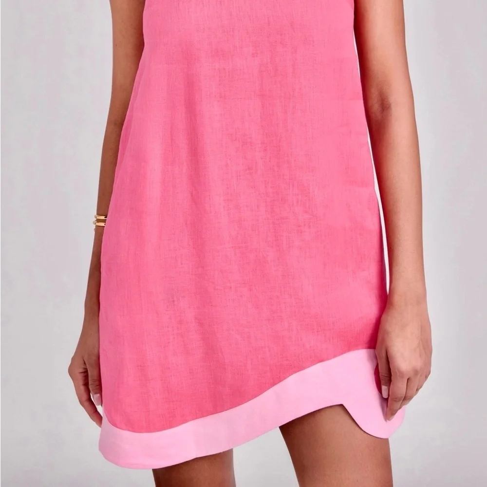 🌺🎉HP🎉🌺 NWT Staud Allori Mini Dress Coral Paradise/Pearl Pink - Picture 8 of 16